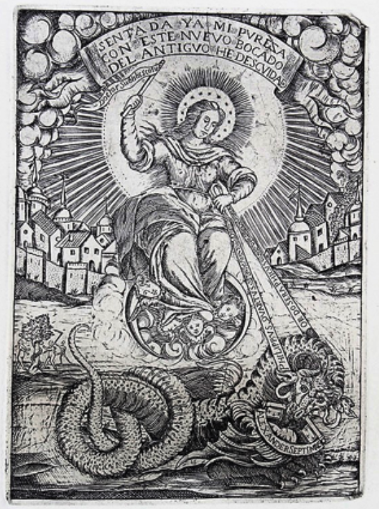 Anónimo. Inmaculada Apocalíptica, Grabado. Siglo XVIII Museo de pontevedra, España.